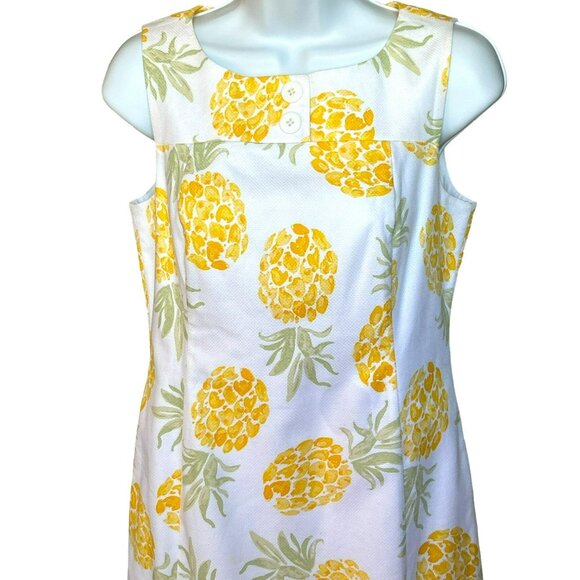 Brooks Brothers Women's Pineapple Summer Shift Dress Size 6 Petite Preppy Style - Picture 2 of 6